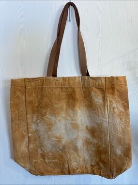 Brown/Mustard Tie-Dye Canvas Tote Bag